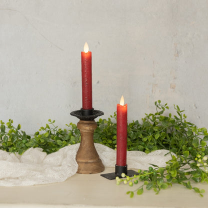 Moving Flame Red Taper Candle - 6.75" Set of 2