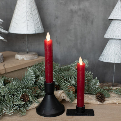 Moving Flame Red Taper Candle - 6.75" Set of 2