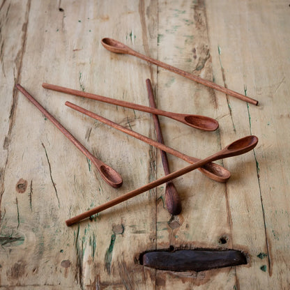 WOODEN ICE TEA SPOONS, SET OF 6