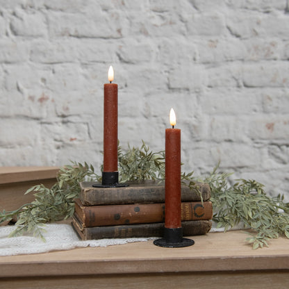 3D Flame Bronze Taper Candles -Set of 2 - 7.25"