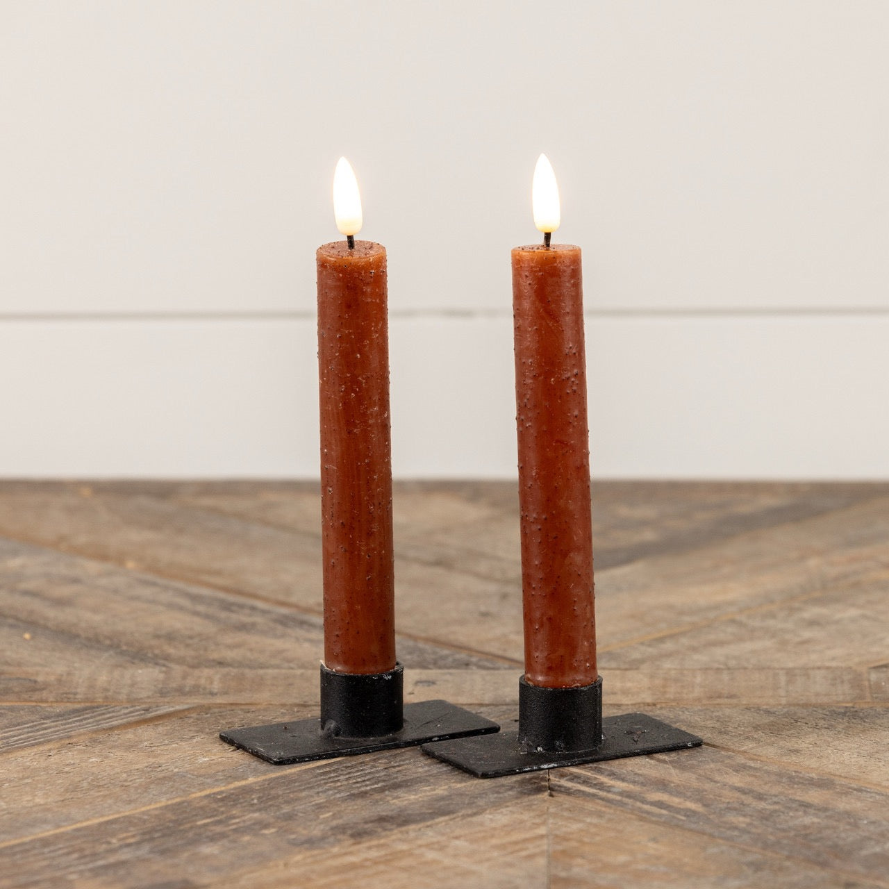 3D Flame Bronze Taper Candles -Set of 2 - 7.25"