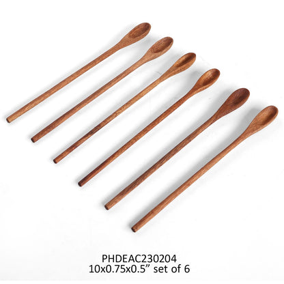 WOODEN ICE TEA SPOONS, SET OF 6